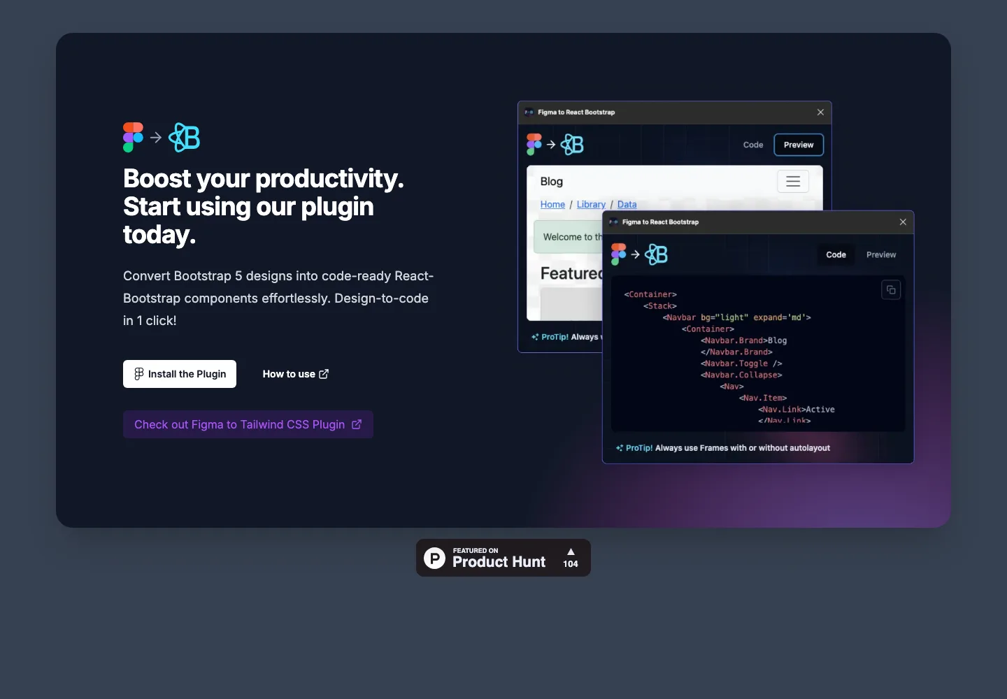 Figma to React Bootstrap website homepage screenshot