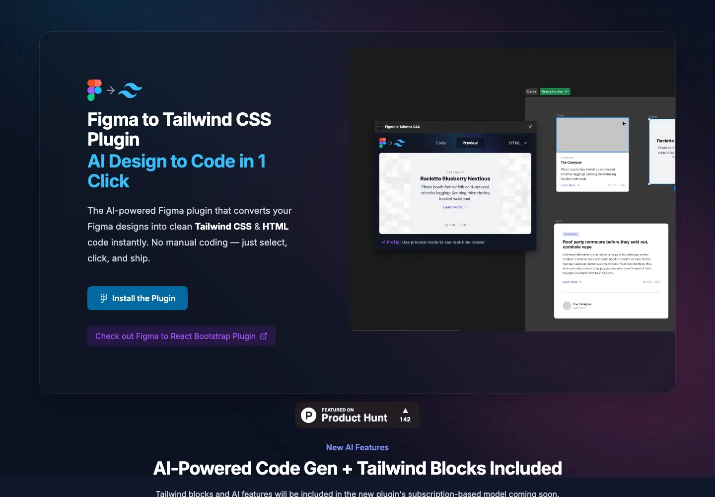 Figma to Tailwind CSS website homepage screenshot