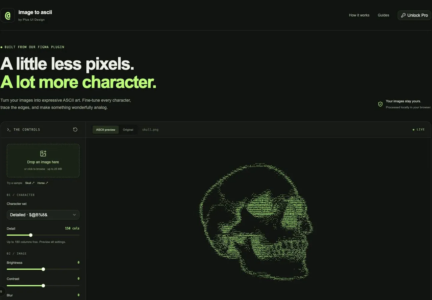 Image to ASCII website homepage screenshot