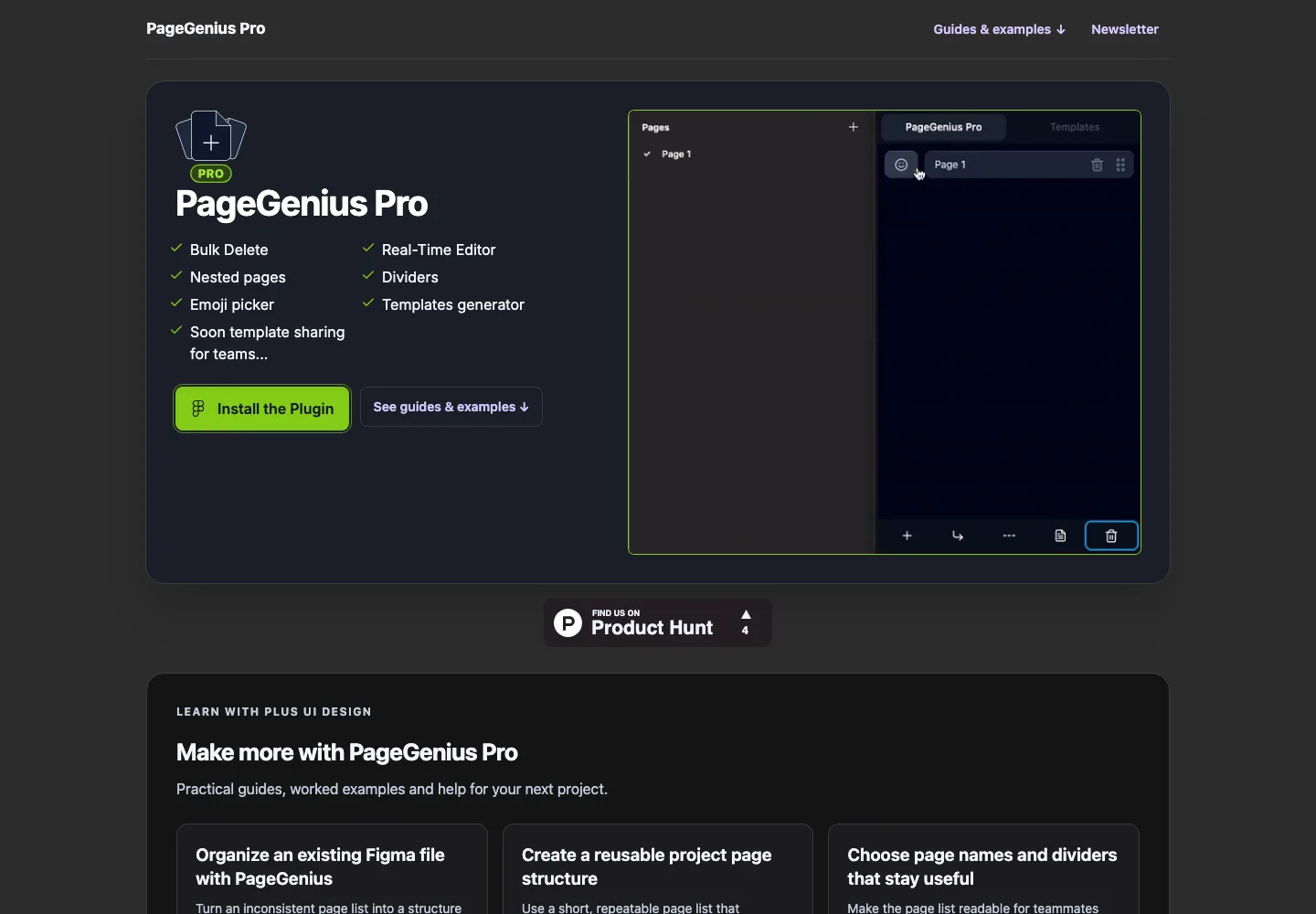 PageGenius Pro website homepage screenshot